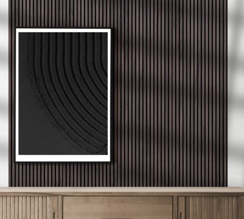 Picture frame mockups psd hanging in a minimal room