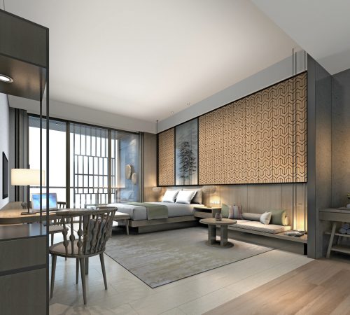 3d render modern cozy bedroom